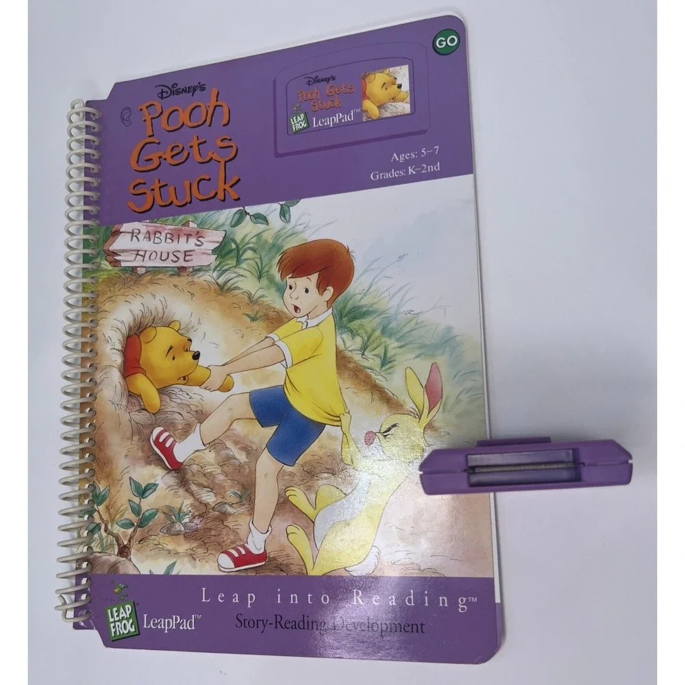 Vintage LeapFrog LeapPad Disney Pooh Gets Stuck Book & Cartridge Reading Set